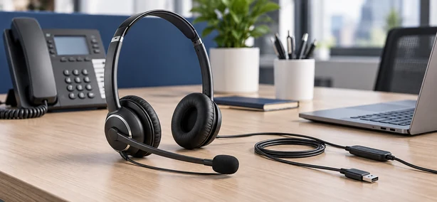 Headset met draad voor callcenter