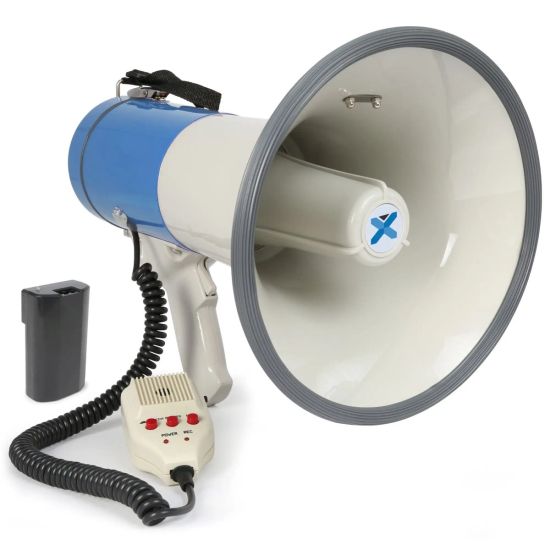 Mégaphone 65w pas cher sur batterie bleu avec micro déporté