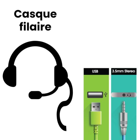 Bedrade USB-A + jack 3.5mm headset