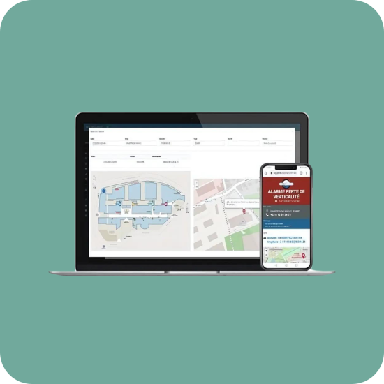 Illustratie van de applicatie op smartphone en pc