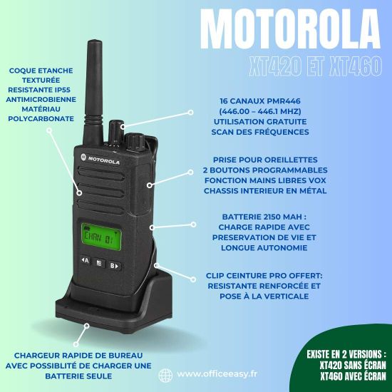 Pakket van 2 Motorola XT420 - PMR446-walkietalkie - RMP0166BHLAA - illustratie