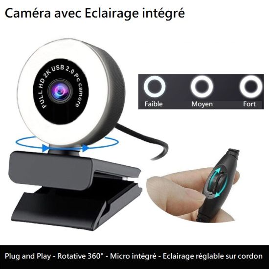 Webcam avec Éclairage intégré