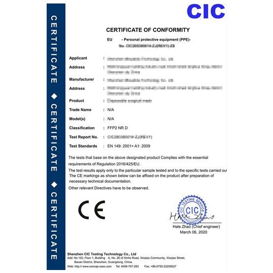 	 Masque chirurgical réglable certifié CE