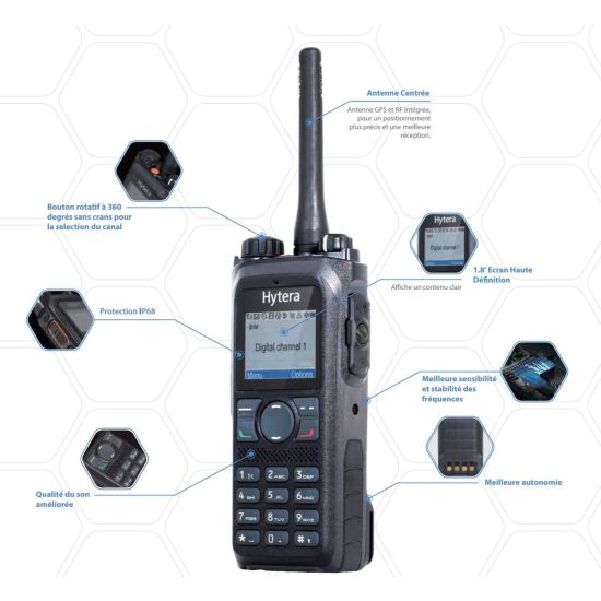 Hytera PD985G VHF - Talkie Walkie numérique VHF - PTI Bluetooth GPS