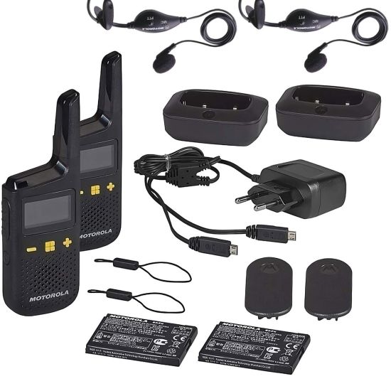 Pack de 6 Motorola XT185 + oreillettes - Talkie Walkie sans licence - D3P01611BDLMAW - what's in the box