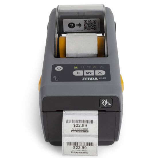 Zebra ZD411d - Imprimante code barre - ZD4A022-D0EM00EZ - de face avec étiquette
