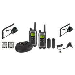 2 talkies walkie Motorola TLKR T80 sans licence + 2 micros déportés 