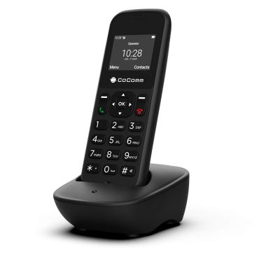 Maxcom MM39D-SE Draadloze mobiele telefoon voor thuis en op kantoor met simkaart, geen vaste lijn nodig, USB-C-bureaulader, UK-stekker, zwart