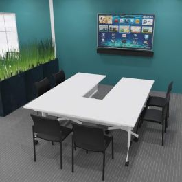Bureau Met Verhoogde Achterwand Tidyard Bureau, Werkruimte, Hoekschrijftafel Met U-vormige Poten En Hoekbureau Wit