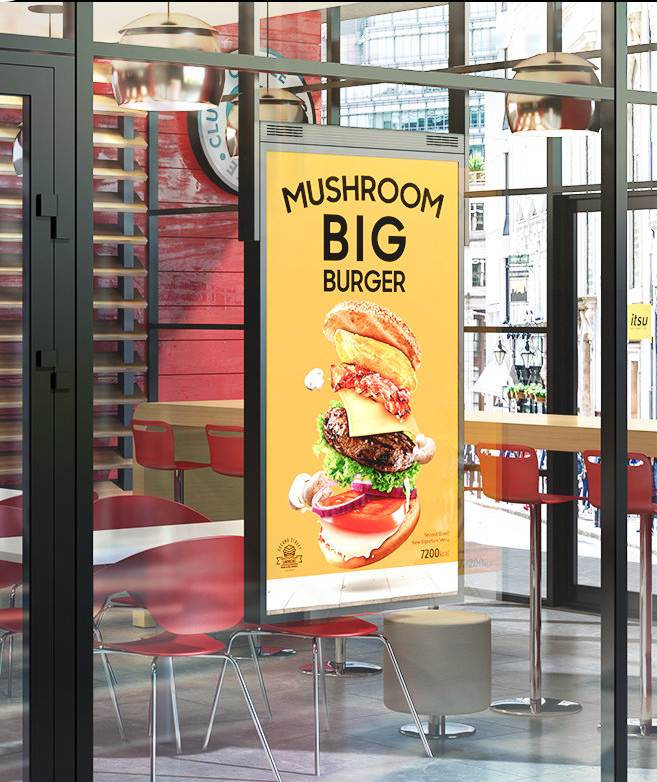 ecran vitrine haute lumière voor restaurant