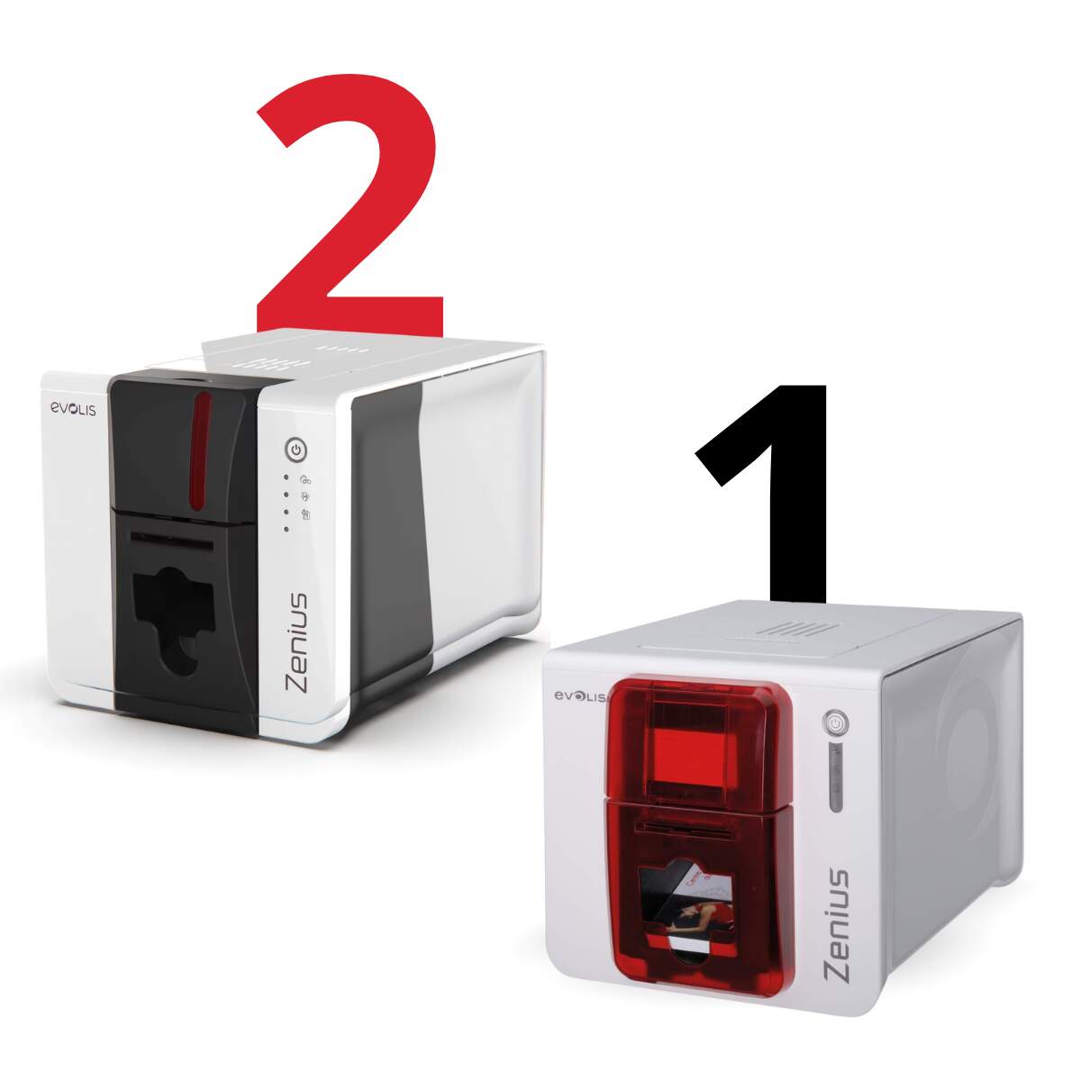 Ontwerpvergelijking Evolis ZENIUS 1 VS Evolis ZENIUS 2