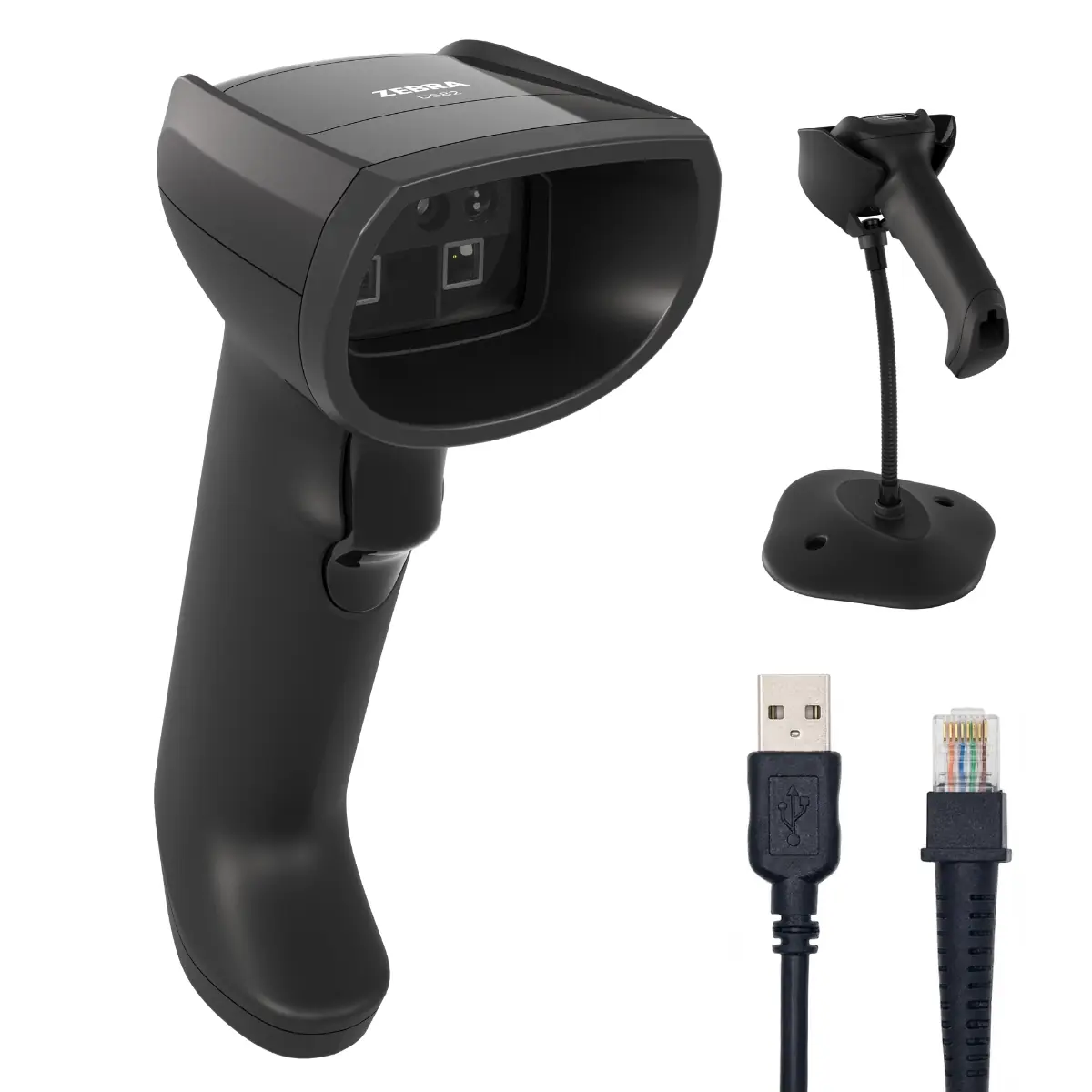 Complete set voor de ZEBRA DS82 DS8208 barcodescanner met USB-montagebeugel.