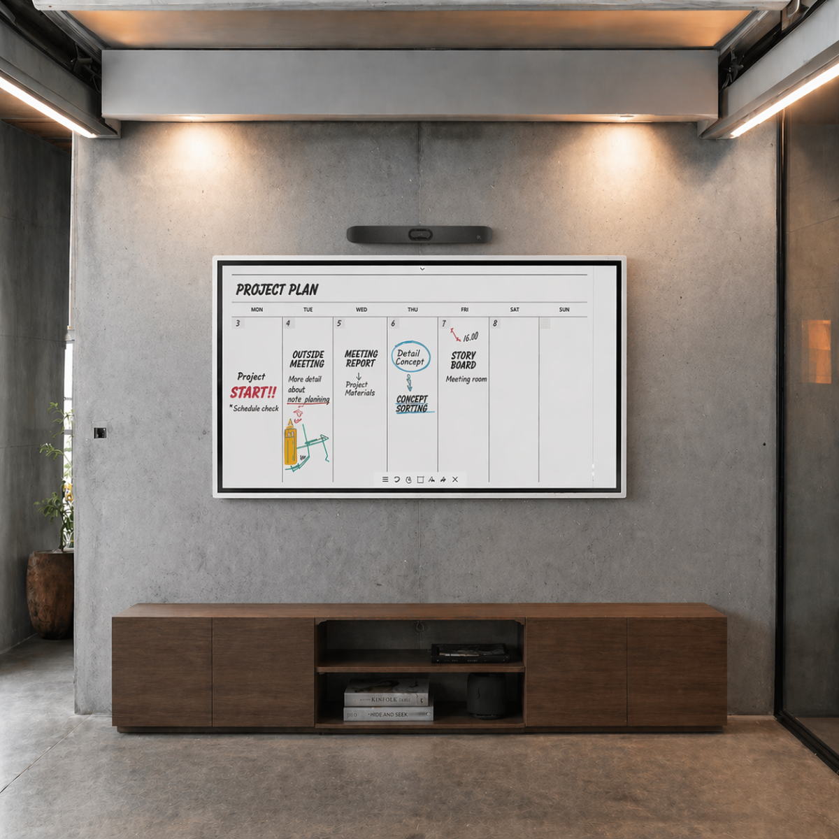 Kit Visioconferentie Samsung Flip Pro + Poly Studio V12 + muurbevestiging