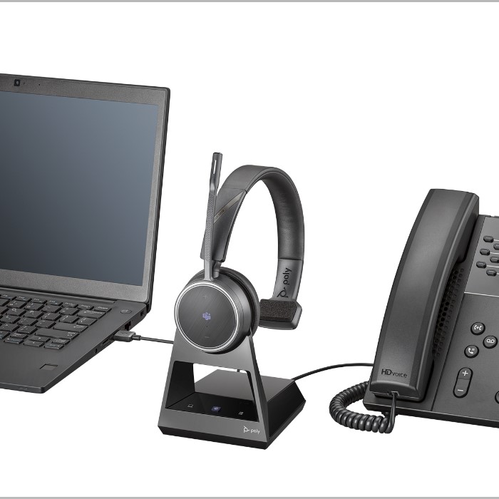 Poly Savi 7310 Office, draadloze headset voor pc en vaste telefoon