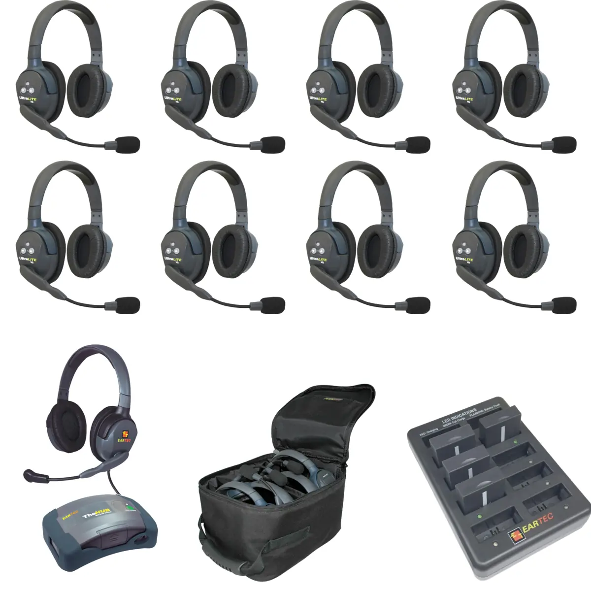Set van 9 Eartec Full Duplex-intercoms - HUB9DMXD
