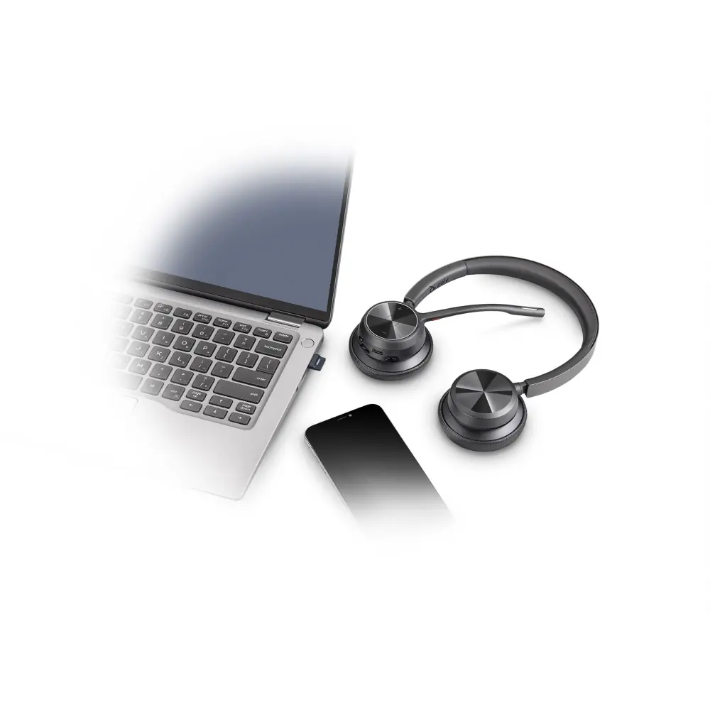 Headset  draadloos  Bluetooth Poly Voyager  4320 UC  USB-C met oplaadstation