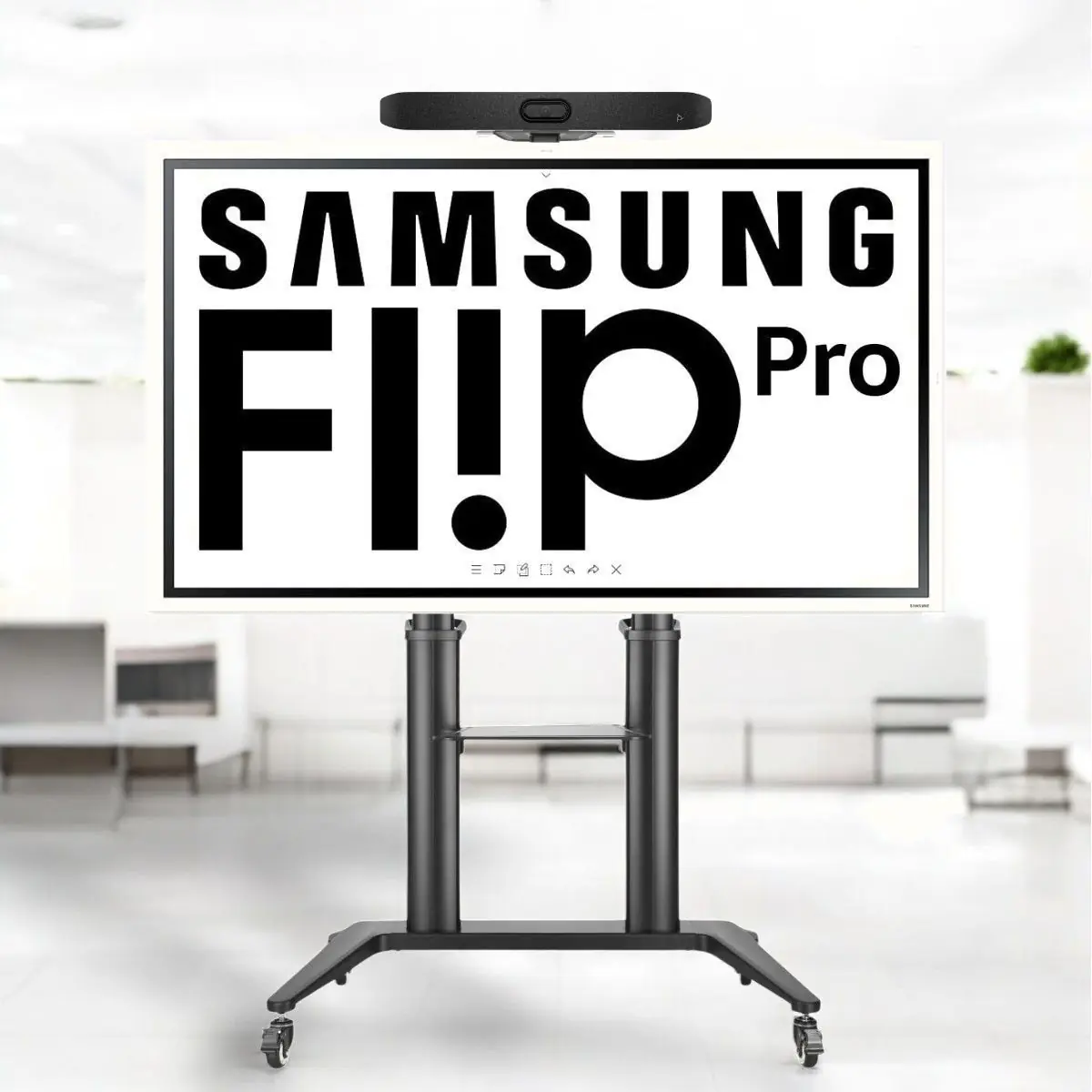 Videoconferentiekit Samsung Flip Pro + Poly Studio V12 + verrijdbare standaard